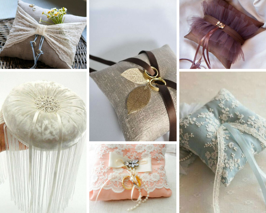 подушка для колец из лент фото