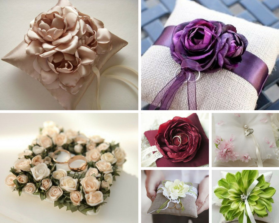 подушка для колец с цветами