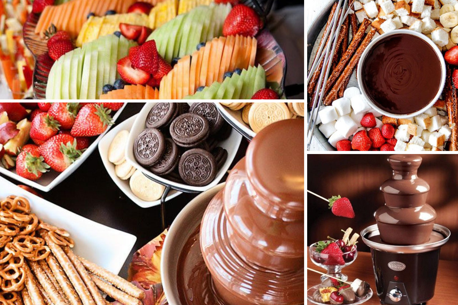 Фрукти і шоколадний фонтан