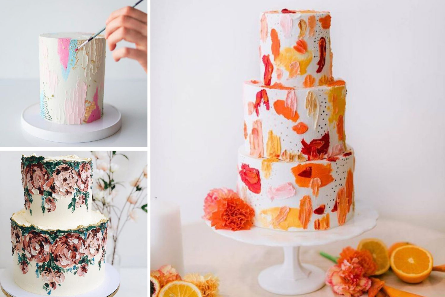 Торт свадебный с ручной росписью фото