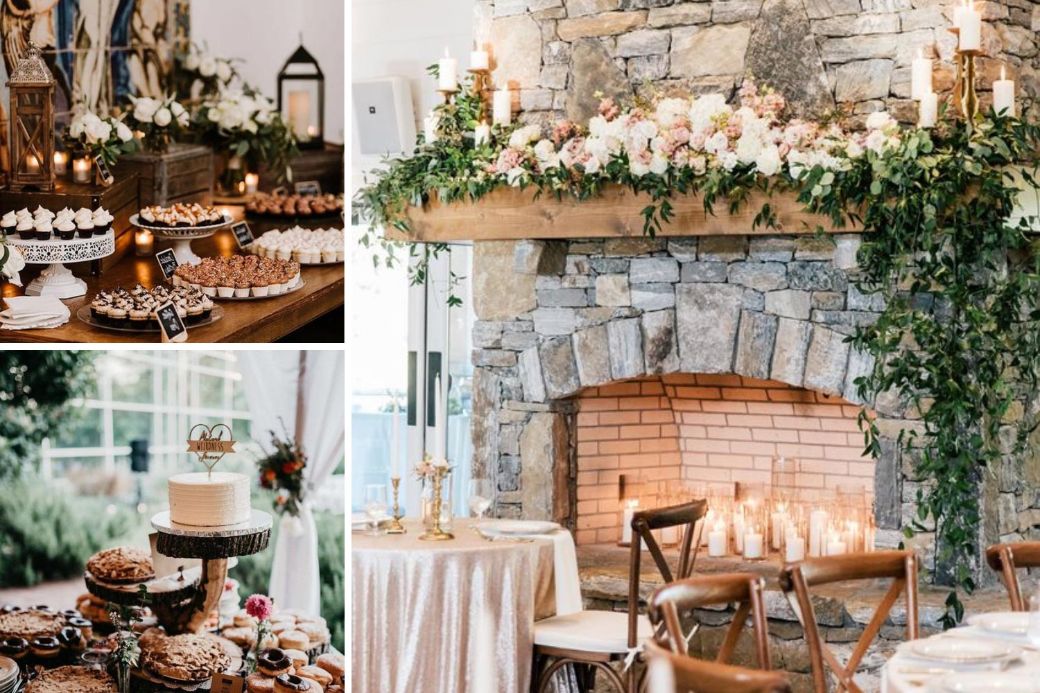 Место для сладкого стола на зимней свадьбе фото