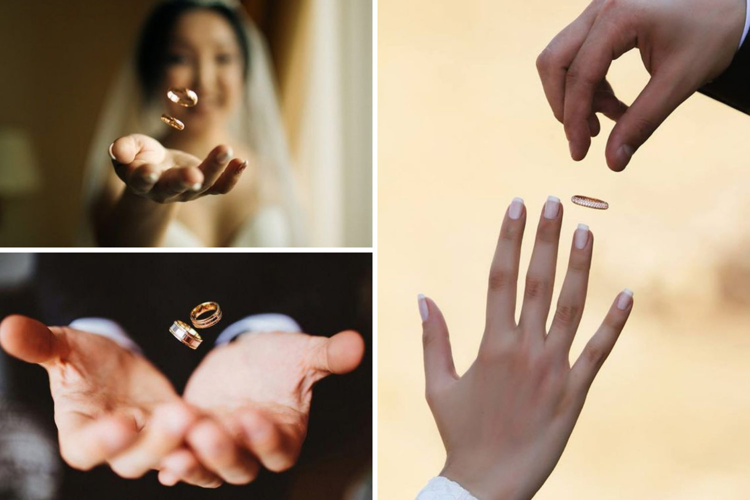 Весільні кільця в польоті