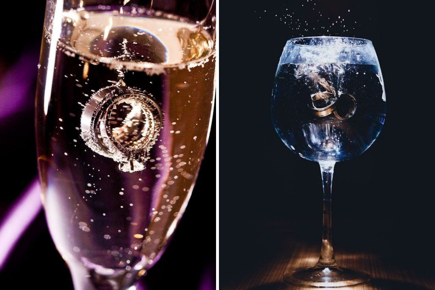 обручки в келиху шампанського