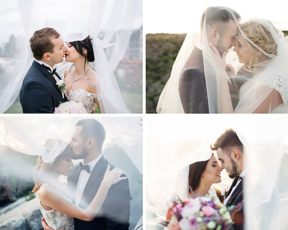 фото молодоженов с фатой