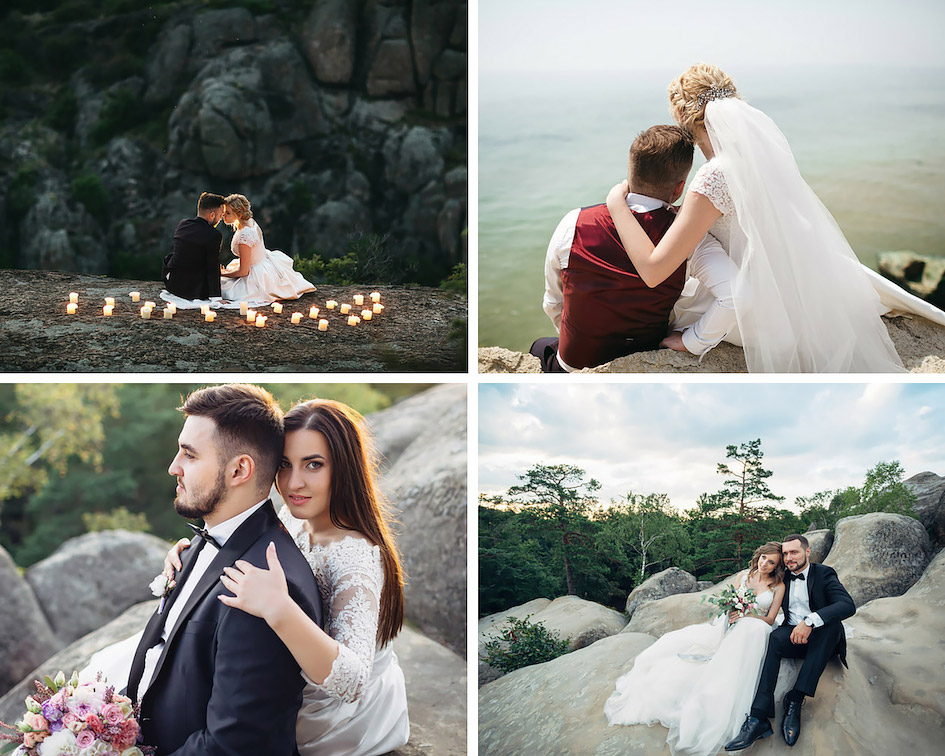 невеста и жених сидят фото