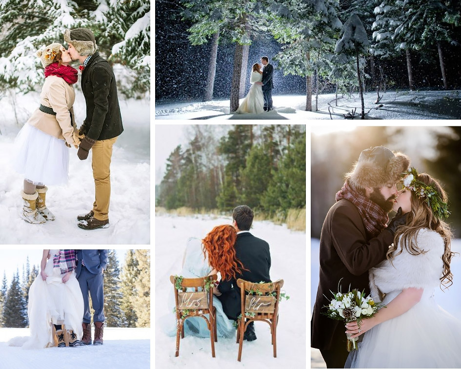 фото свадьба в зимнем лесу