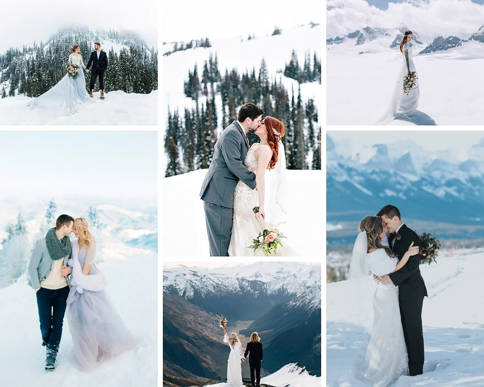 свадебная фотосессия в горах зимой