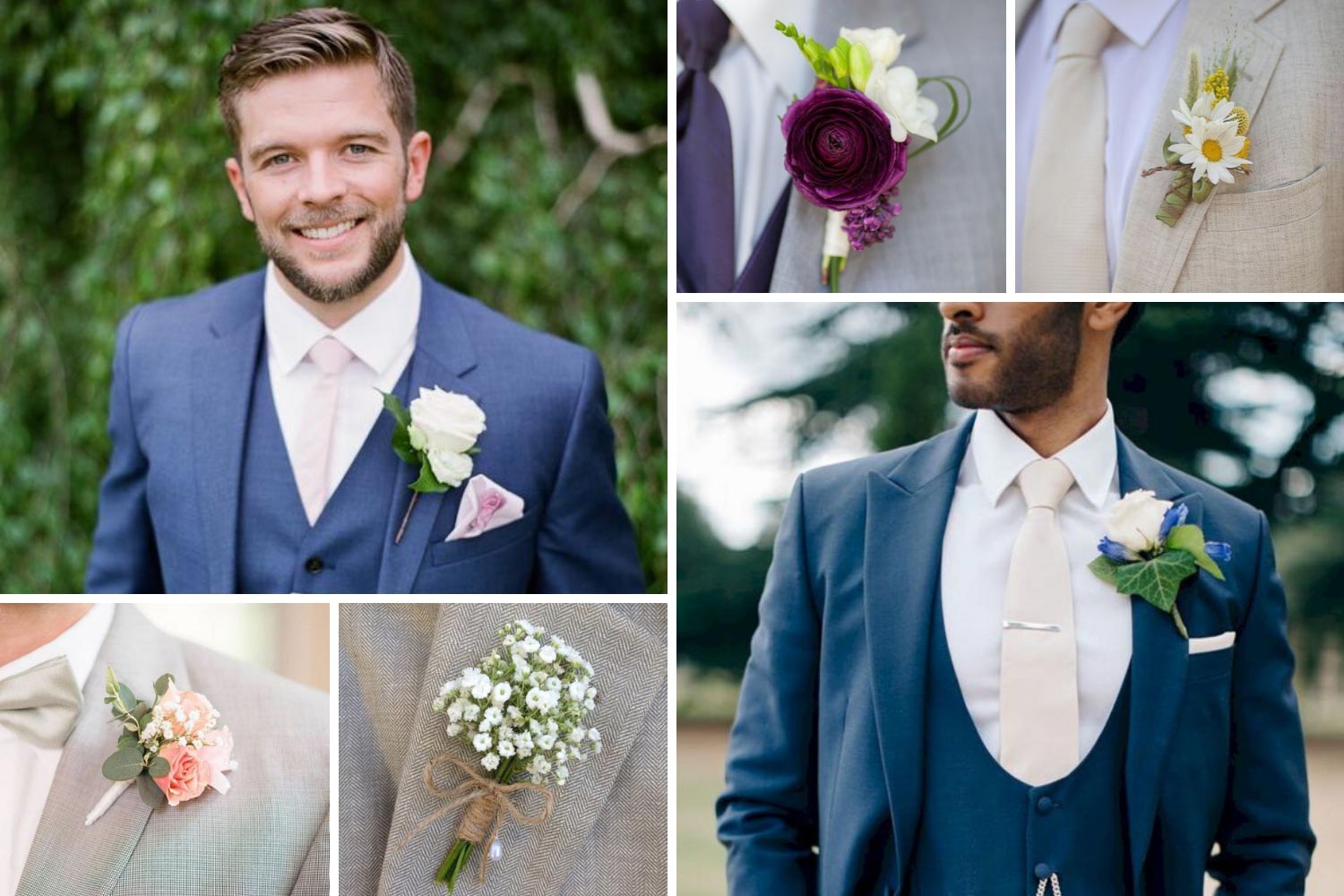 Класична бутоньєрка з трояндою, еустомою, ромашкою фото