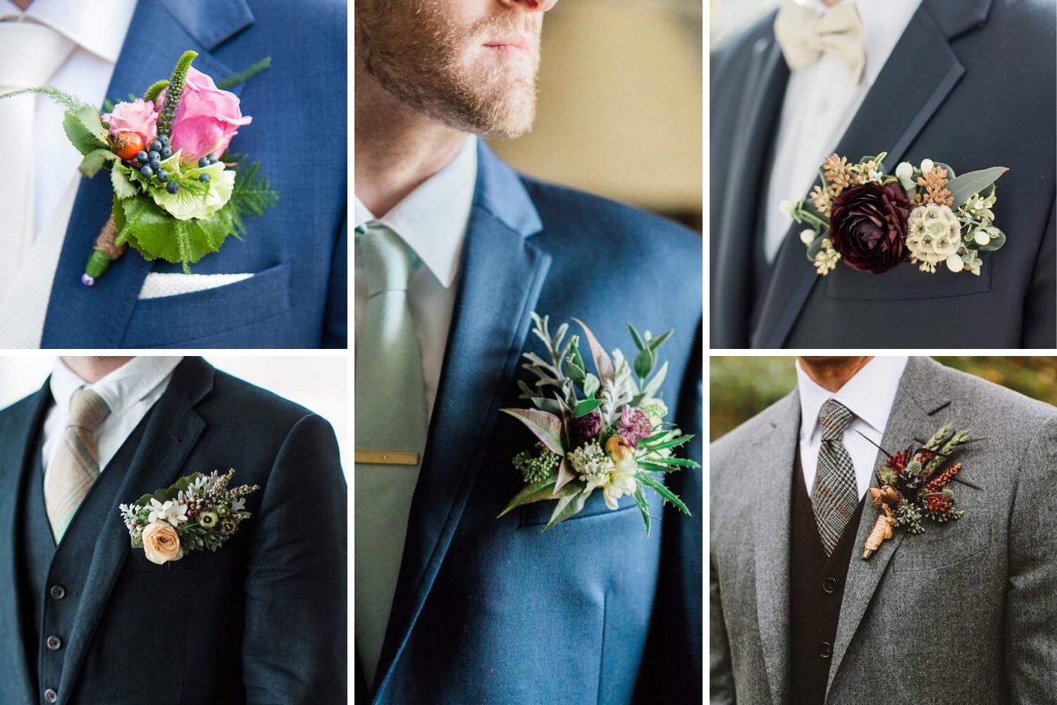 Бутоньєрка-букет з кількох видів квітів фото