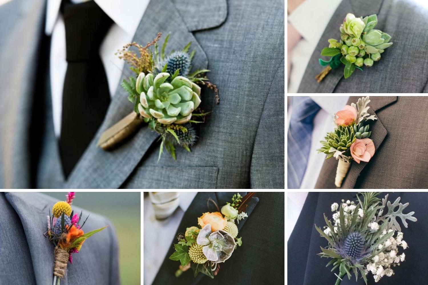 Бутоньєрка з екзотичних квітів: сукуленти, краспедія фото
