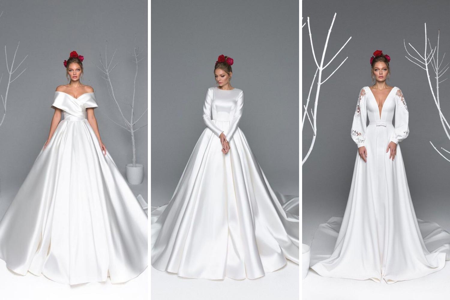 Гарні весільні сукні з атласу фото