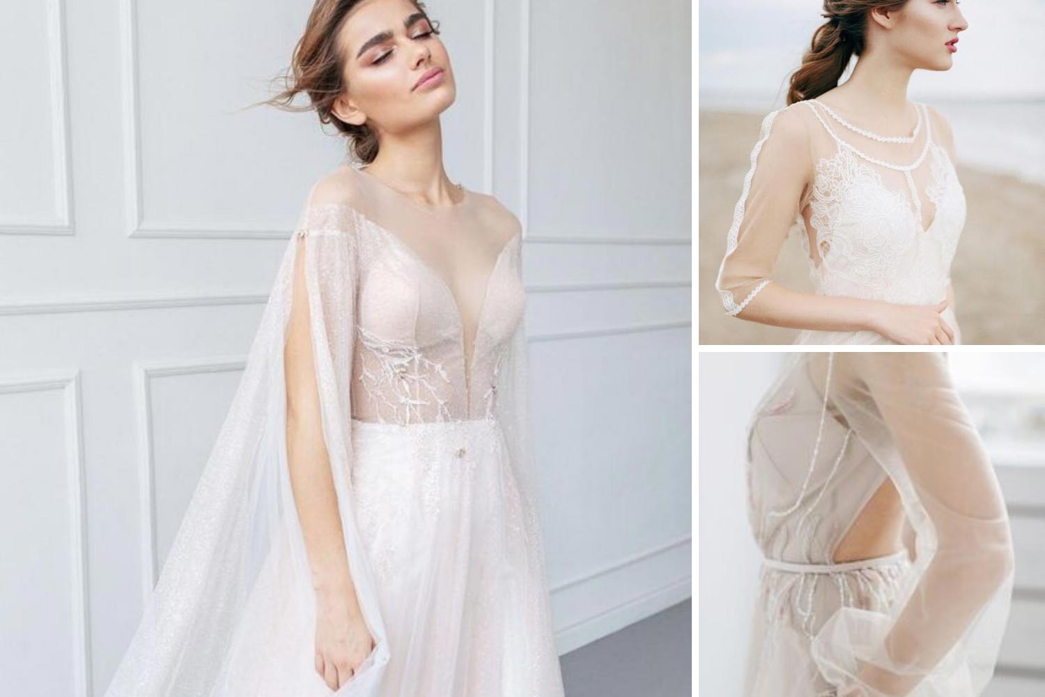 Молочна весільна сукня фото