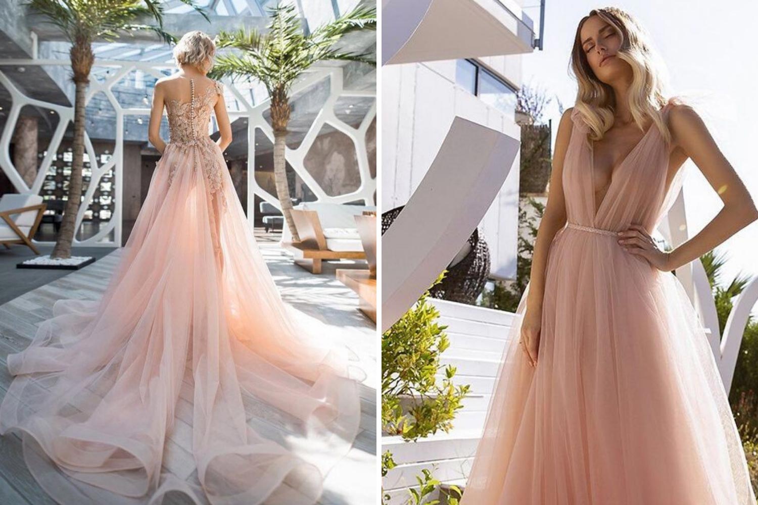 Персикова весільна сукня фото