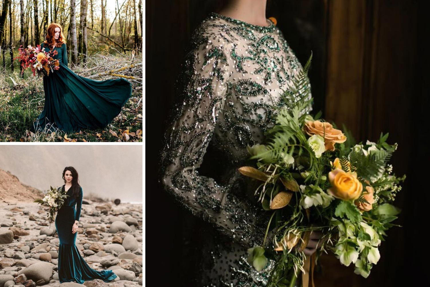 Смарагдова весільна сукня фото