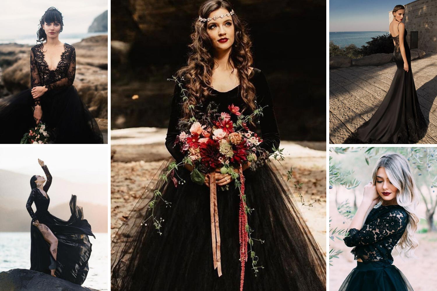 Чорна весільна сукня фото