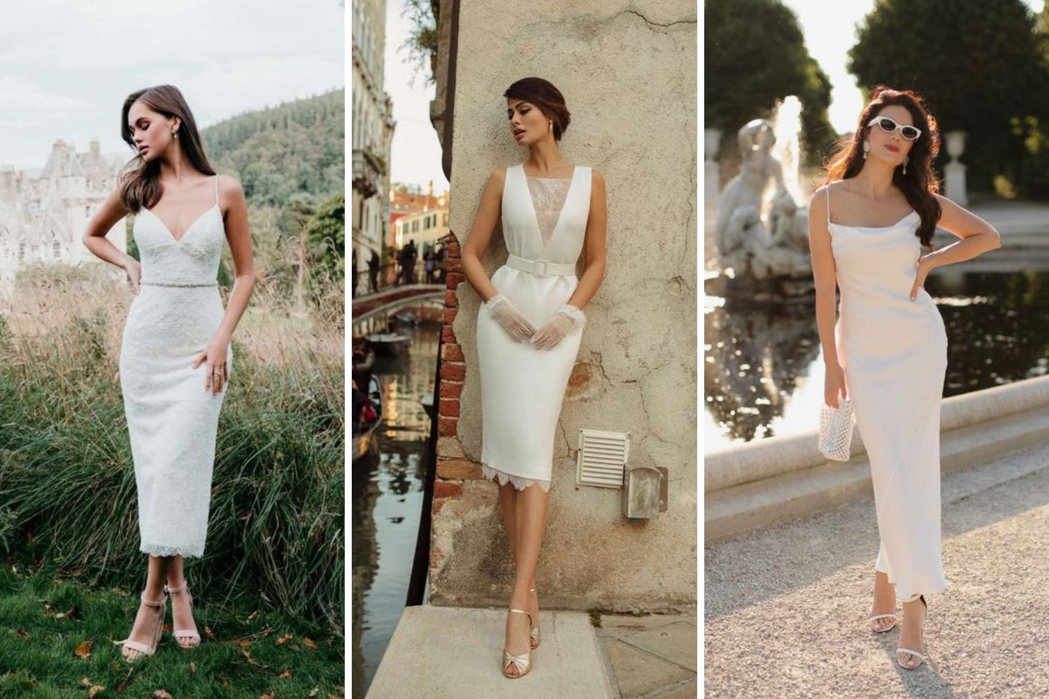 Наряд нареченої для РАЦСу: весільна сукня міді фото