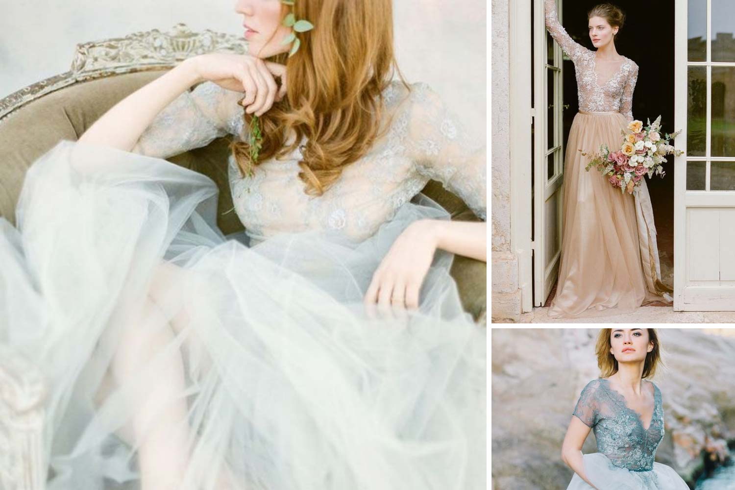 Кольорова весільна сукня фото