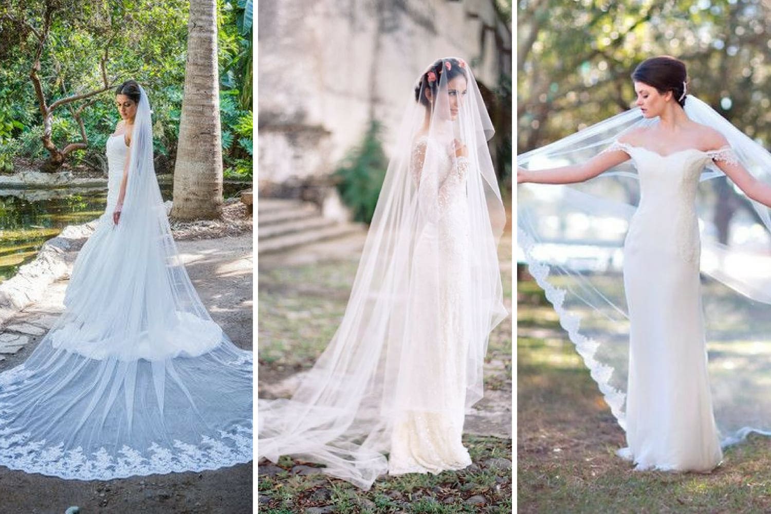 очень длинная свадебная фата вуаль фото