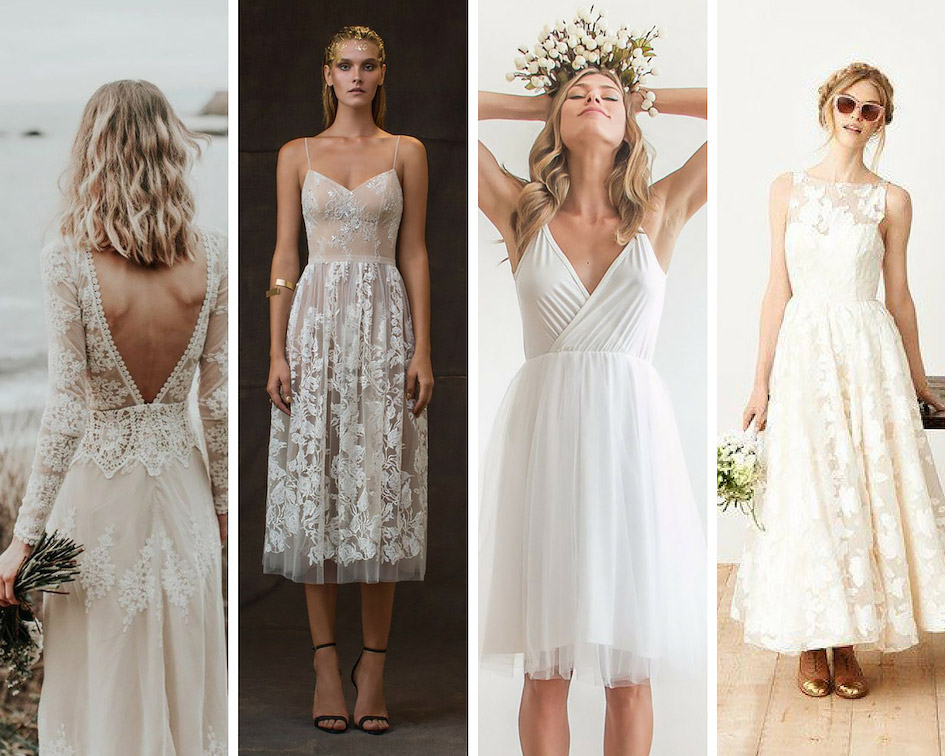 короткое свадебное бохо платье
