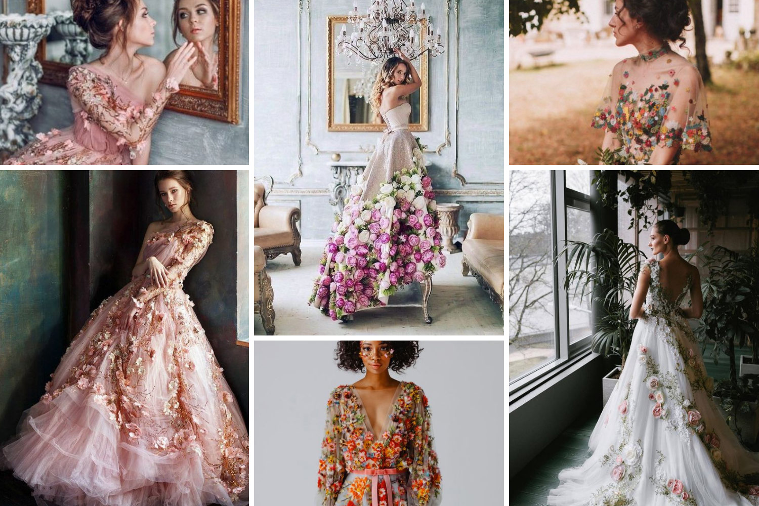 весільне плаття з об'ємними квітами