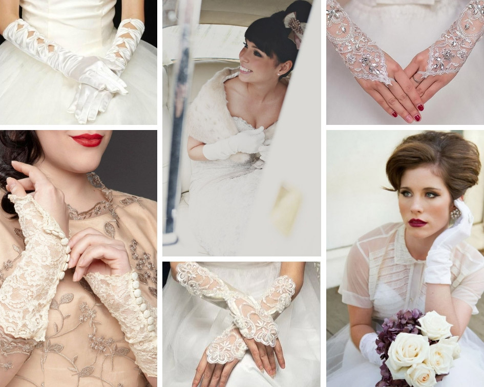 перчатки свадебные средней длины