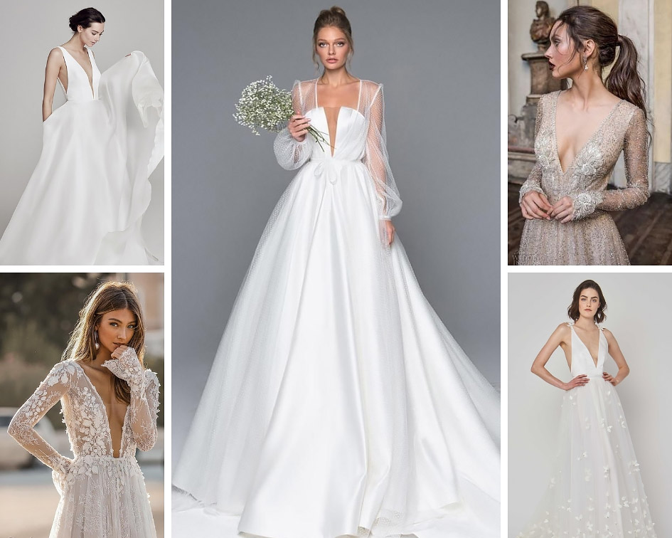 весільна сукня з глибоким вирізом 2019