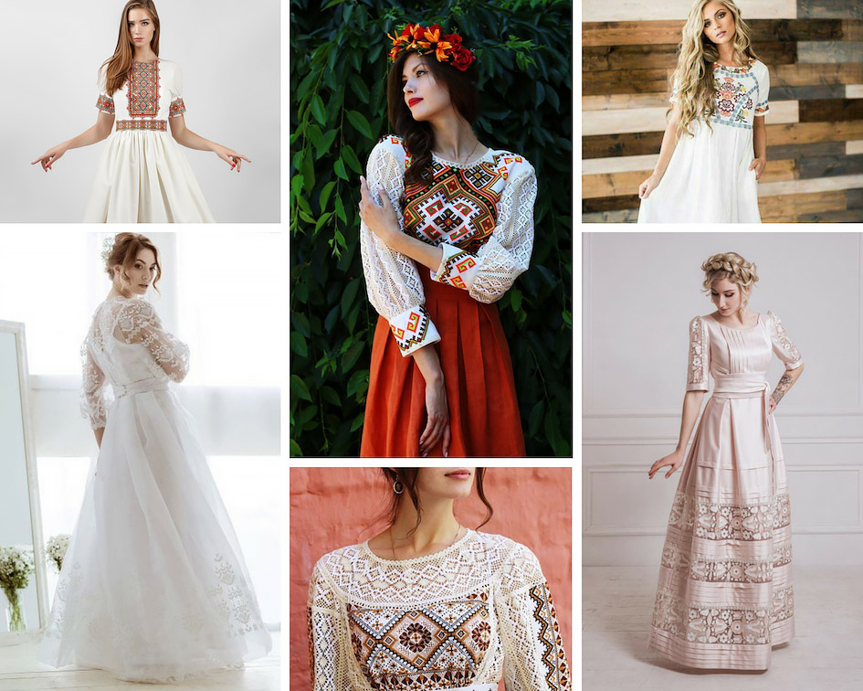 платье с вышивкой и кружевом 