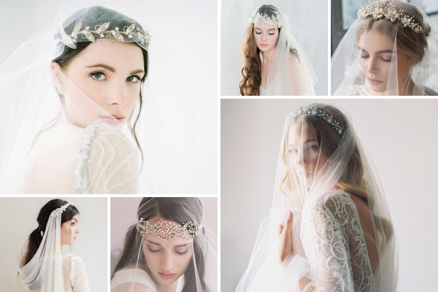 прическа с диадемой и фатой