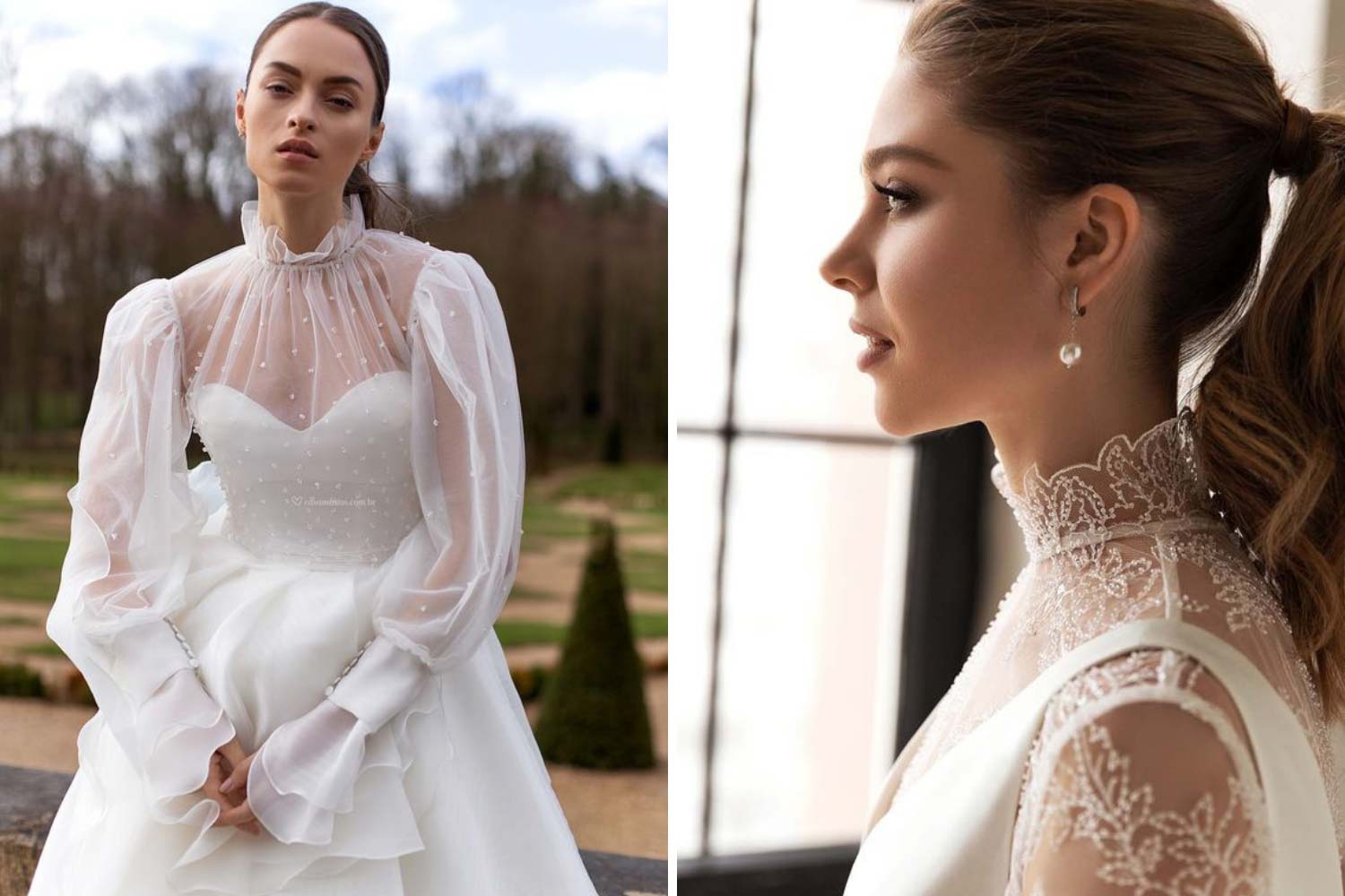 Зачіска до плаття з коміром-хомутом фото