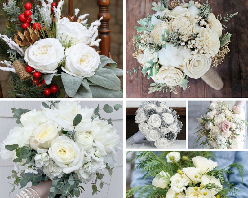 свадебный букет с белыми розами фото