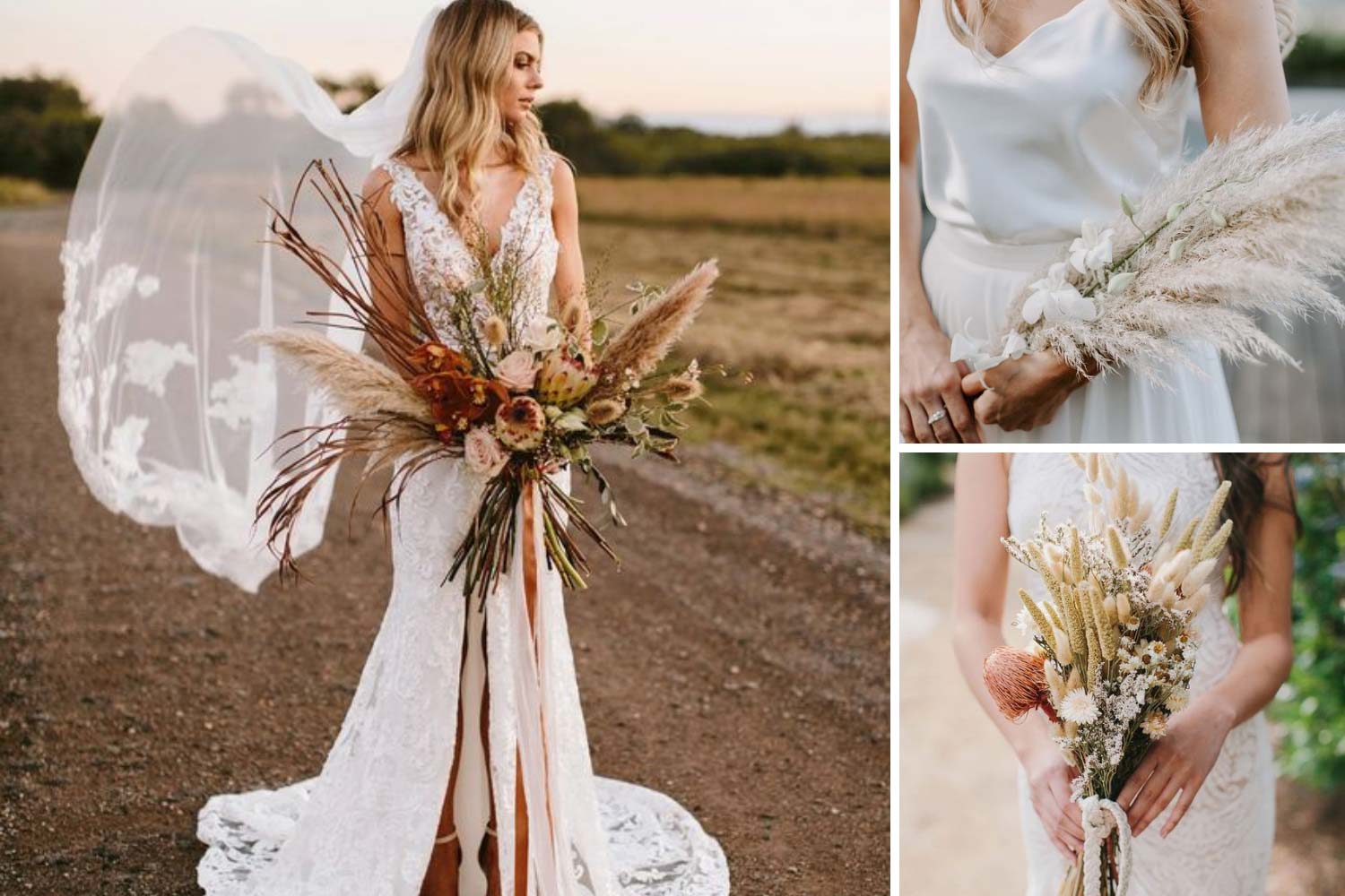 Сухоцвіти на весілля: фото букета нареченої