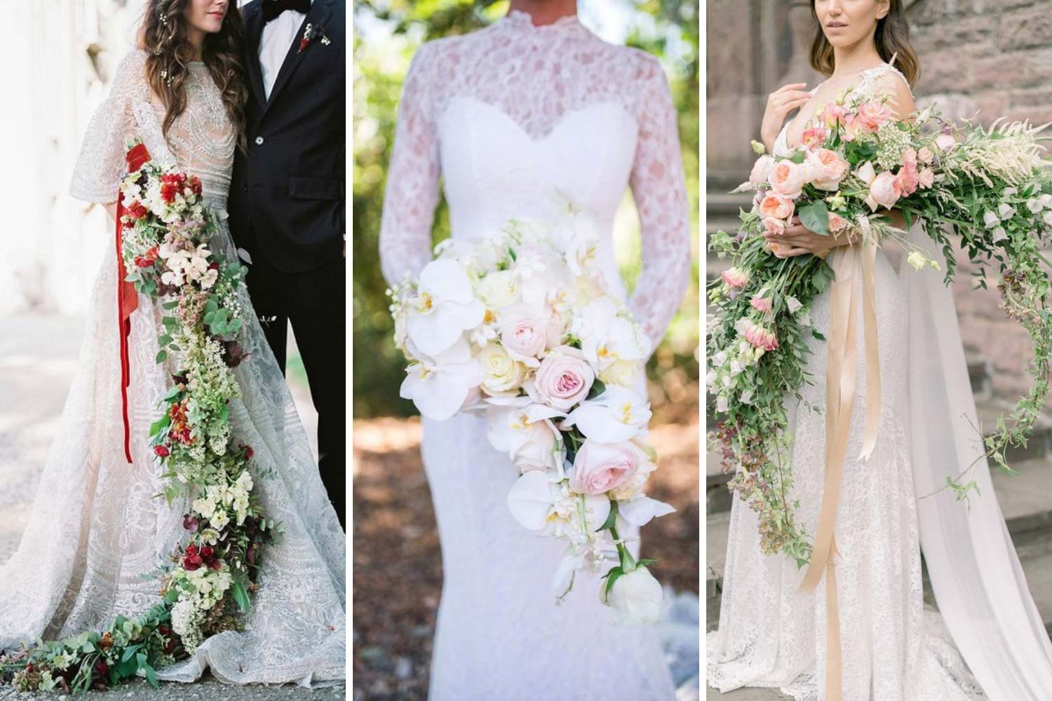 Креативні каскадні букети фото