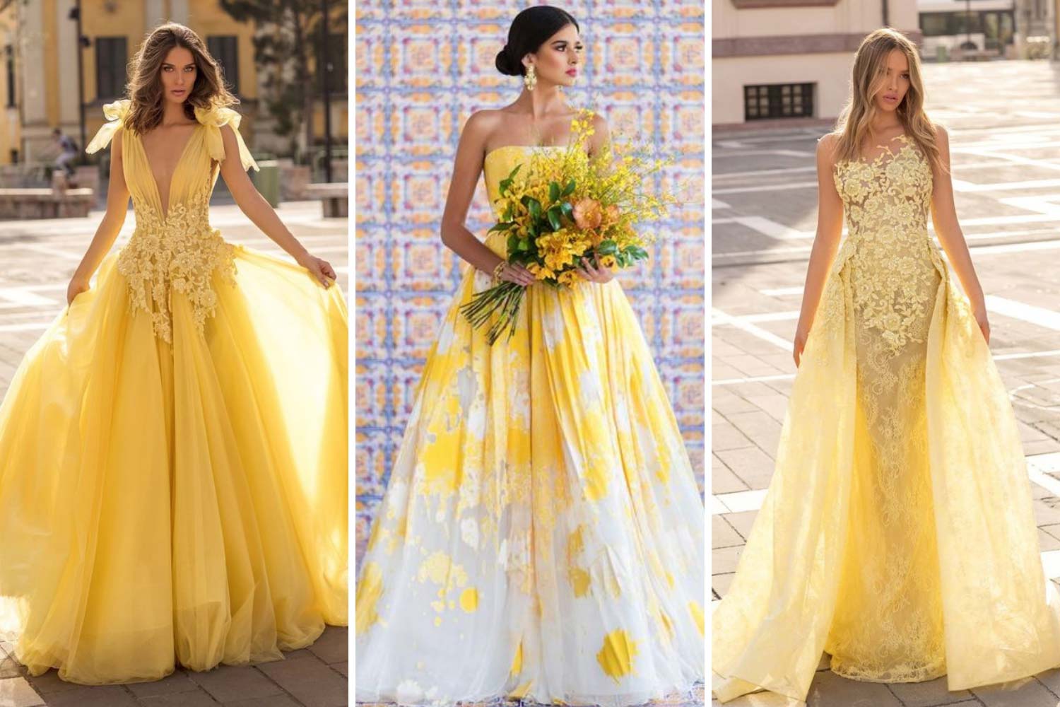  Жовте весільне плаття фото
