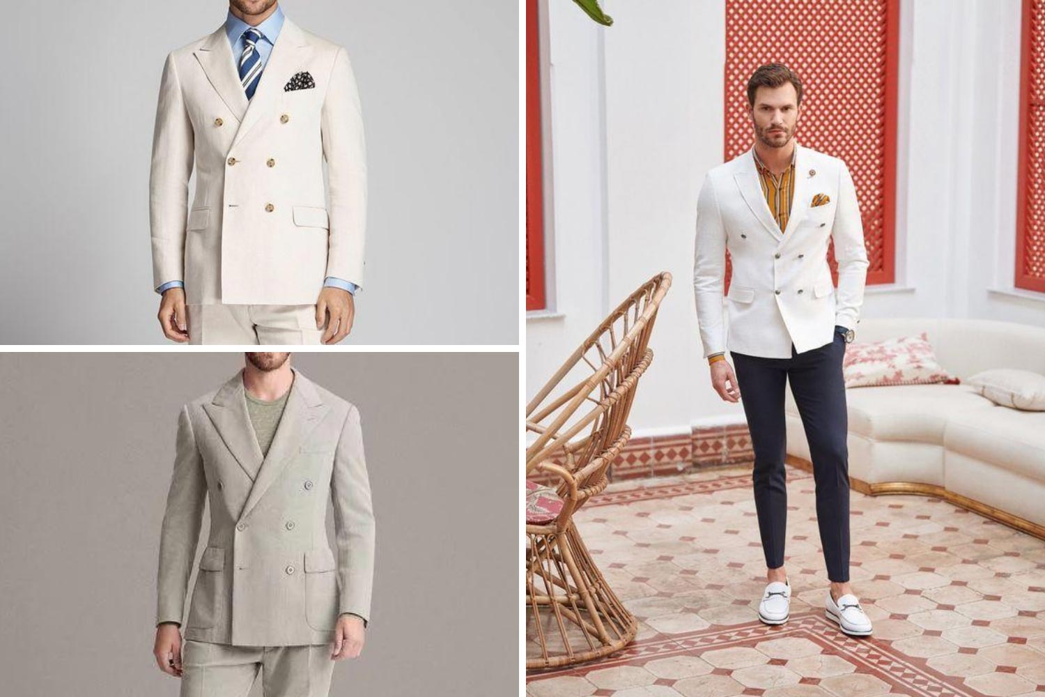 Свадебный костюм 2021 с двубортным пиджаком фото 