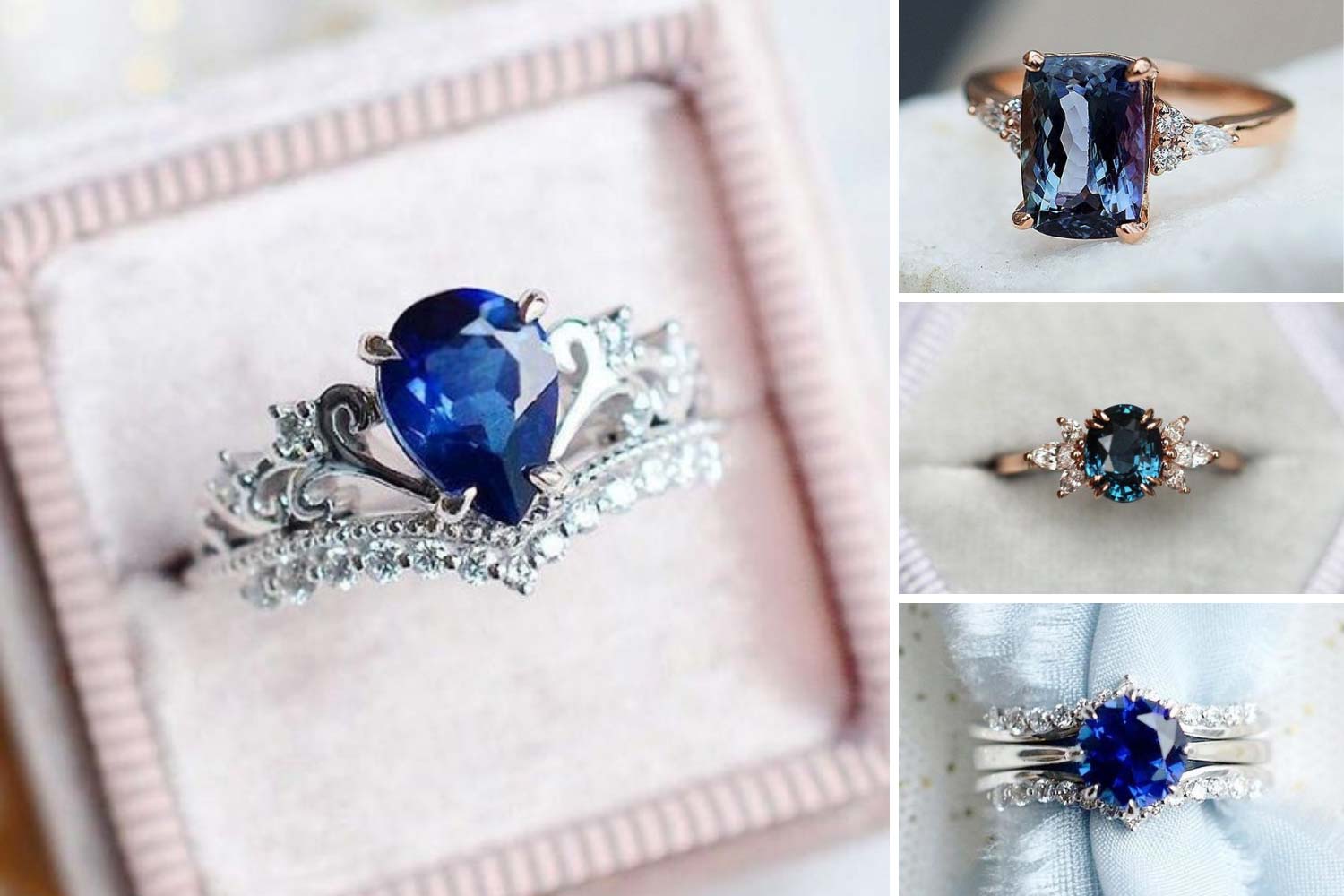 Кольца для помолвки с сапфирами фото