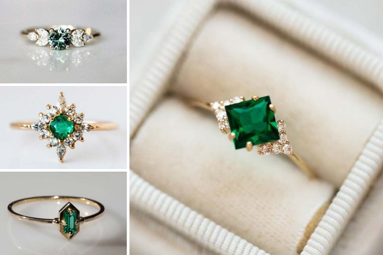 Перстни для предложения с изумрудами фото