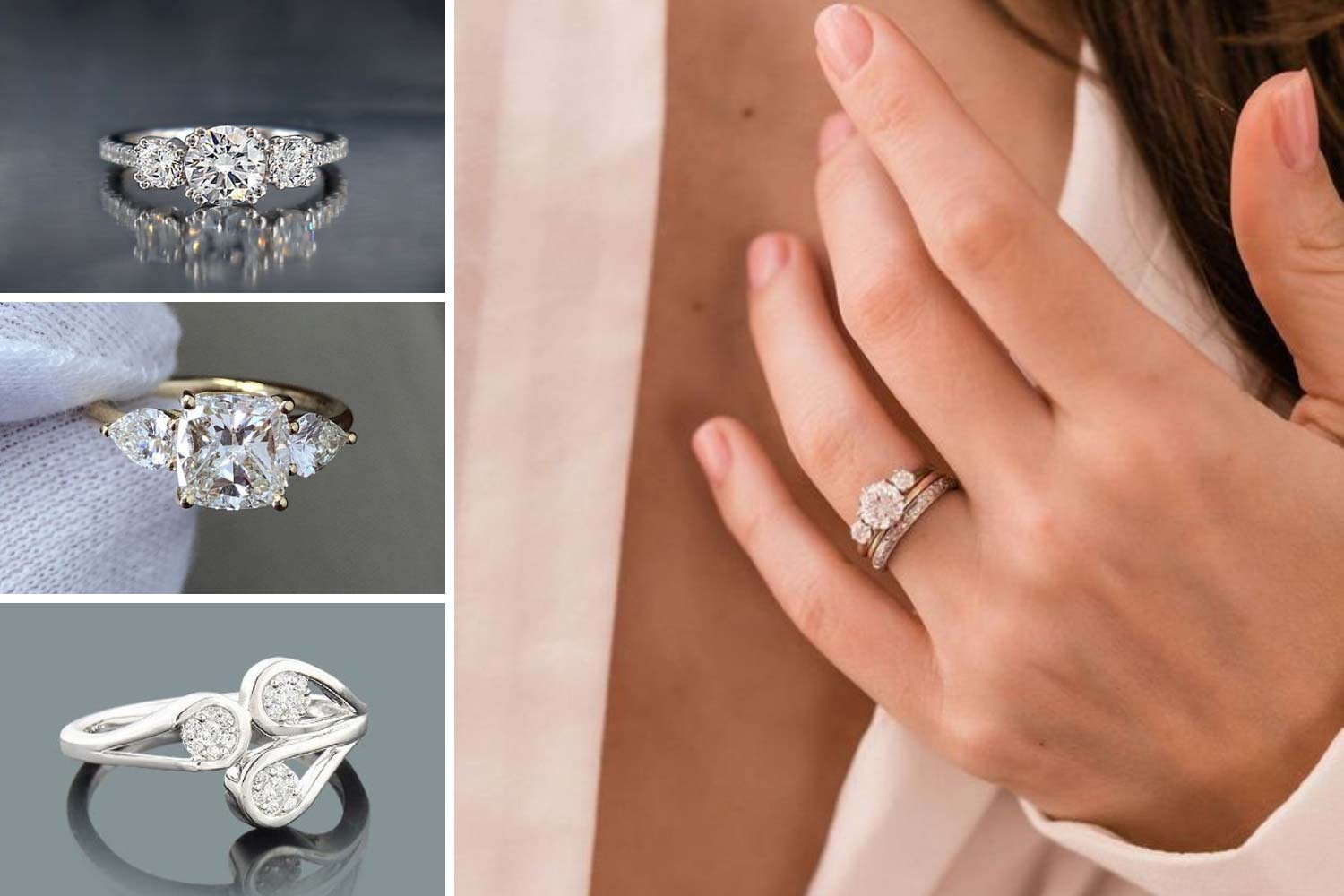 Помолвочные кольца с тремя камнями фото