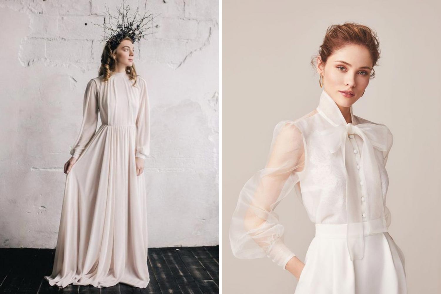 Модное платье невесты с рукавами фото 