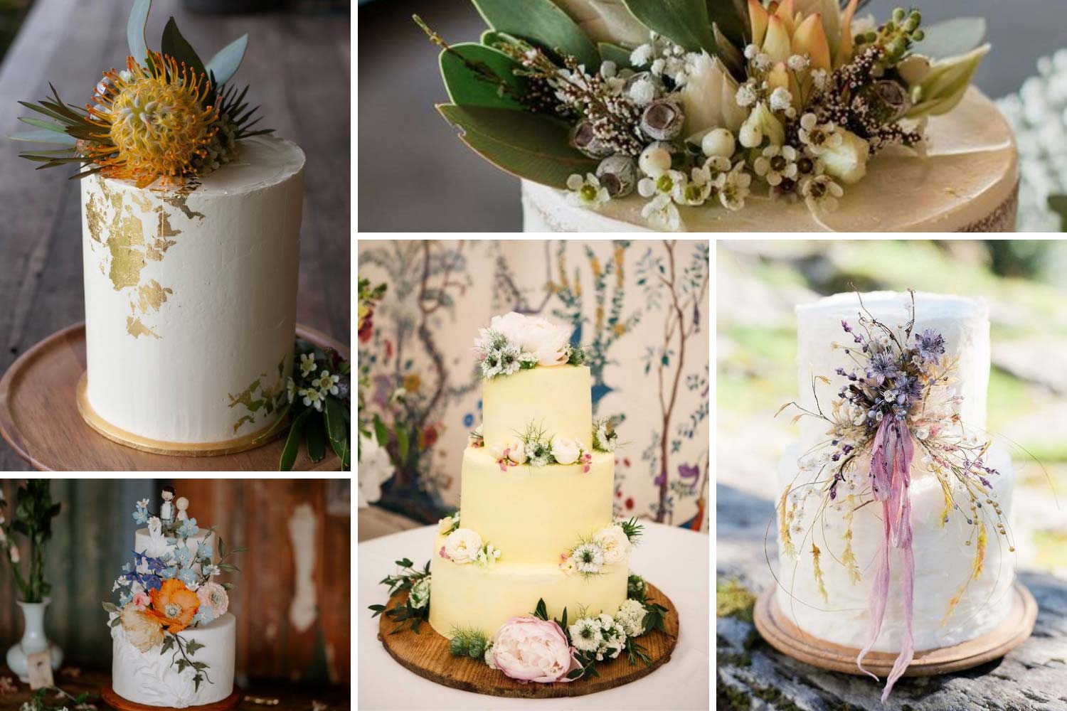 Весільні торти з живими квітами польовими, екзотичними фото