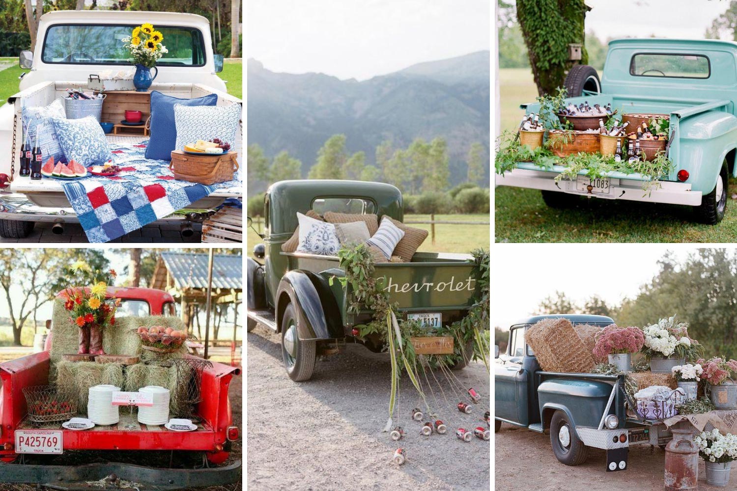 Свадебный декор винтажного пикапа фото, фотозона в авто