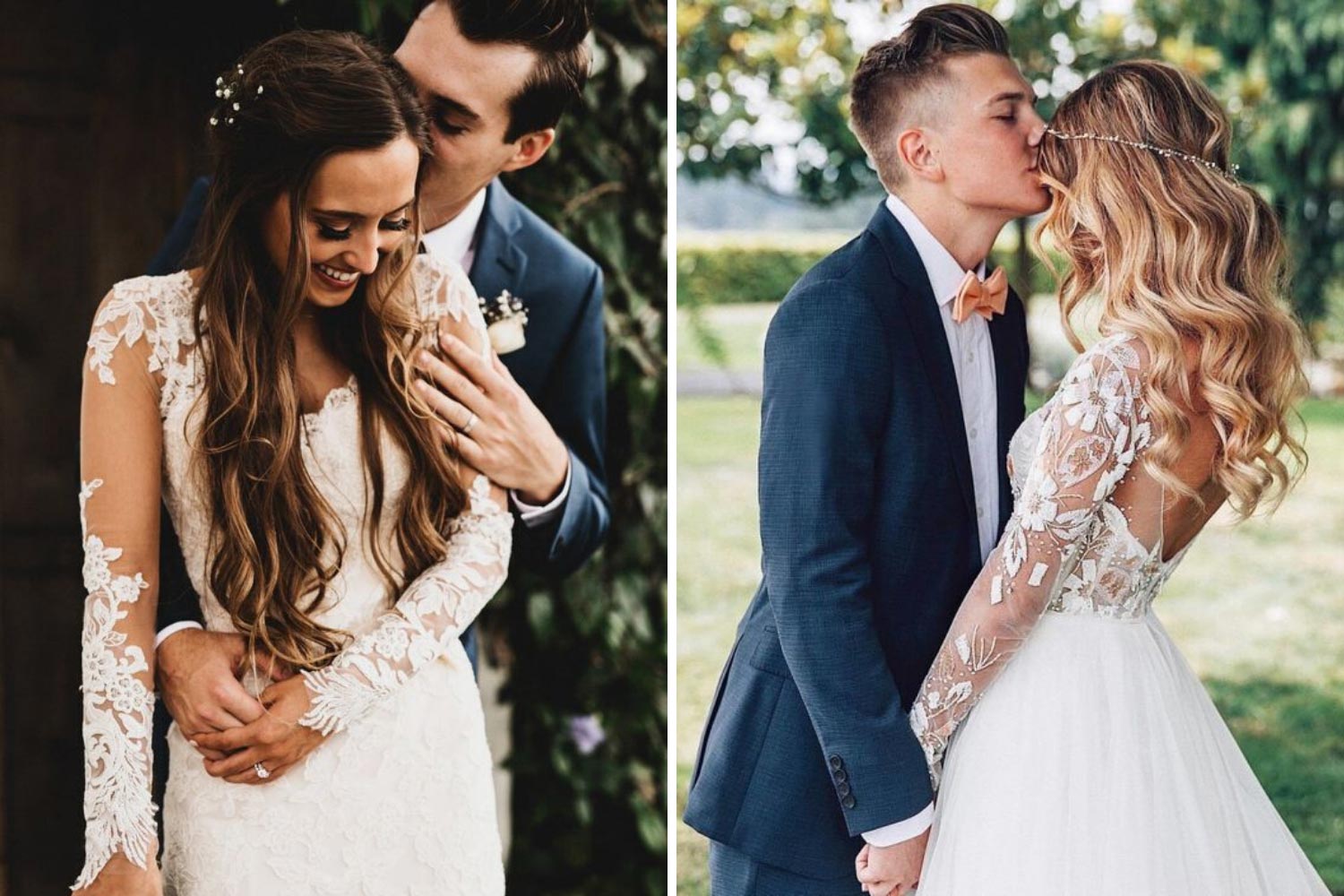 жених цілує наречену в лоб