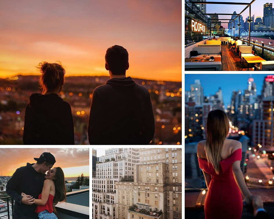 романтическое свидание на крыше дома