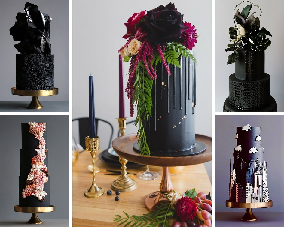черный свадебный торт