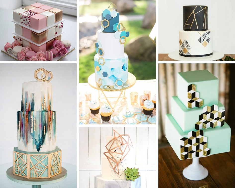геометрические свадебные торты 