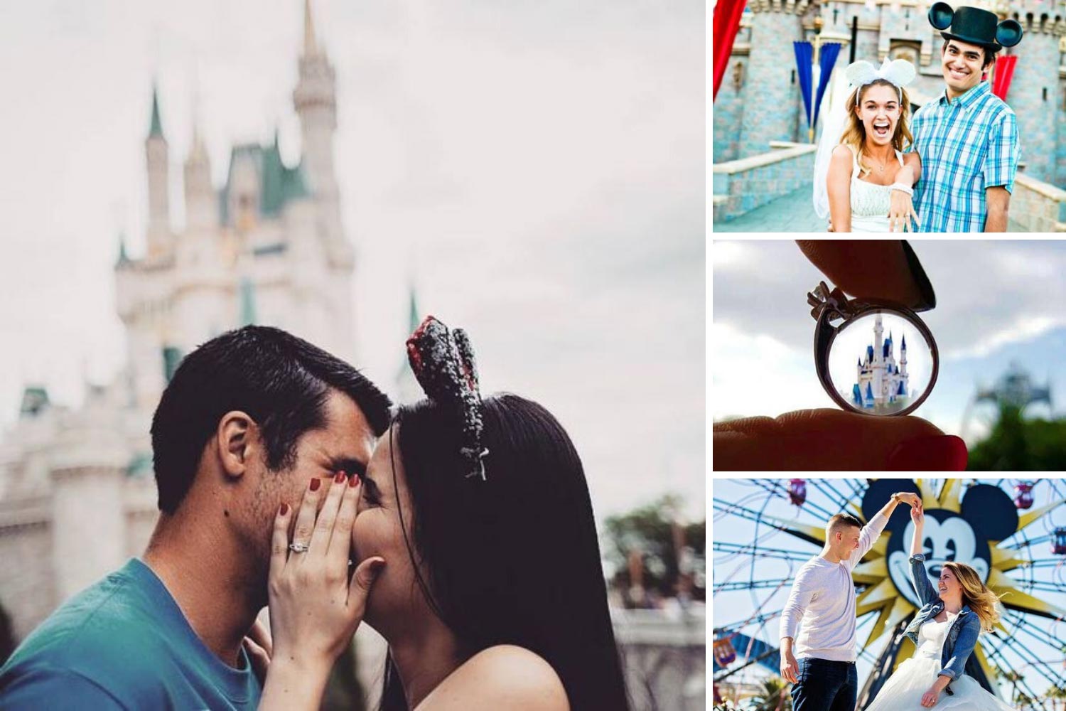 Предложение руки и сердца в парке аттракционов. Диснейленд фото.