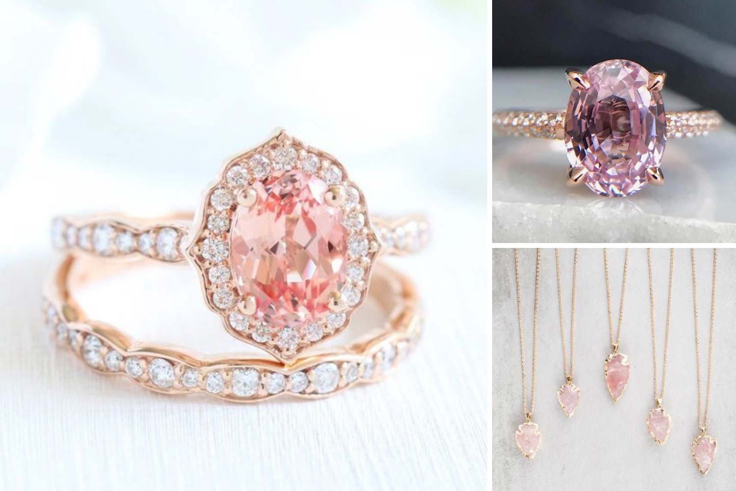 Ювелірні прикраси з рожевим каменем фото