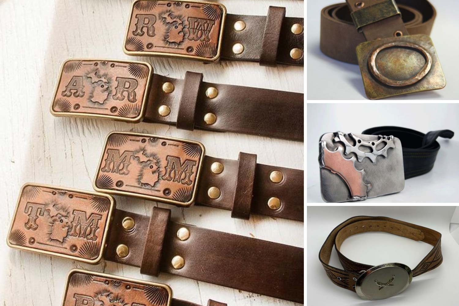 Чоловічий ремінь з металевою пряжкою фото