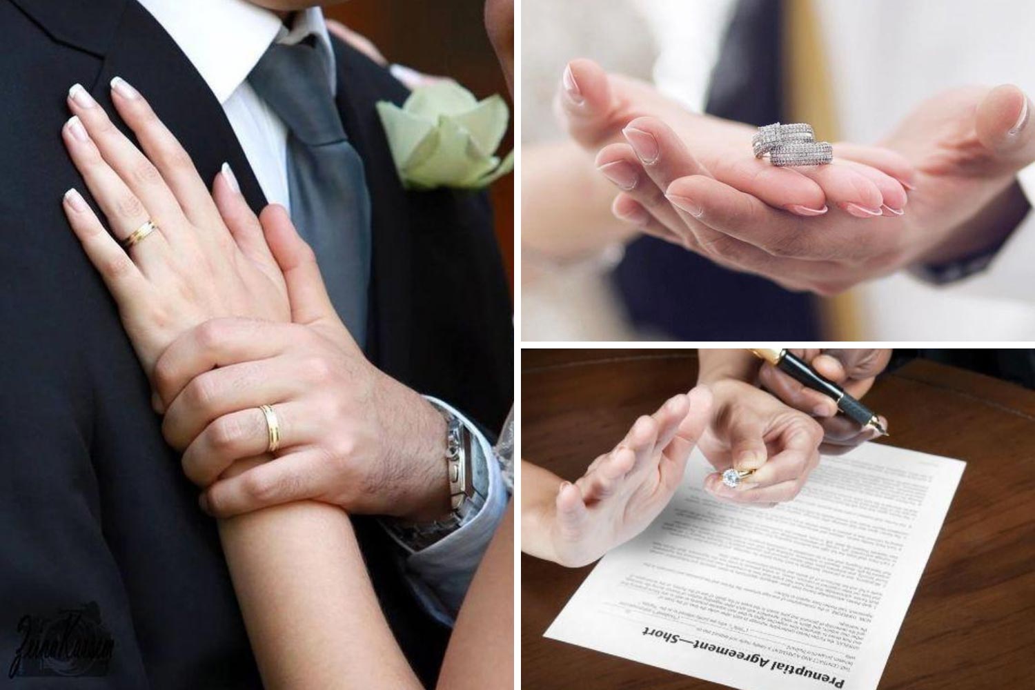 Свадебный контракт, руки с кольцами фото