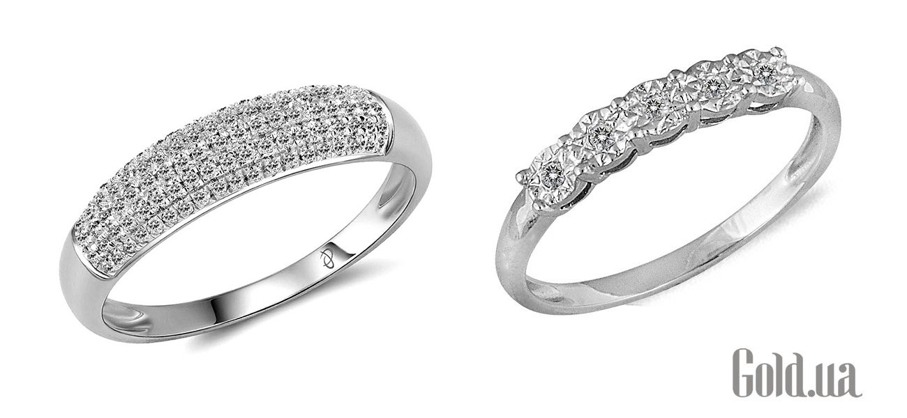 обручки з білого золота з діамантами
