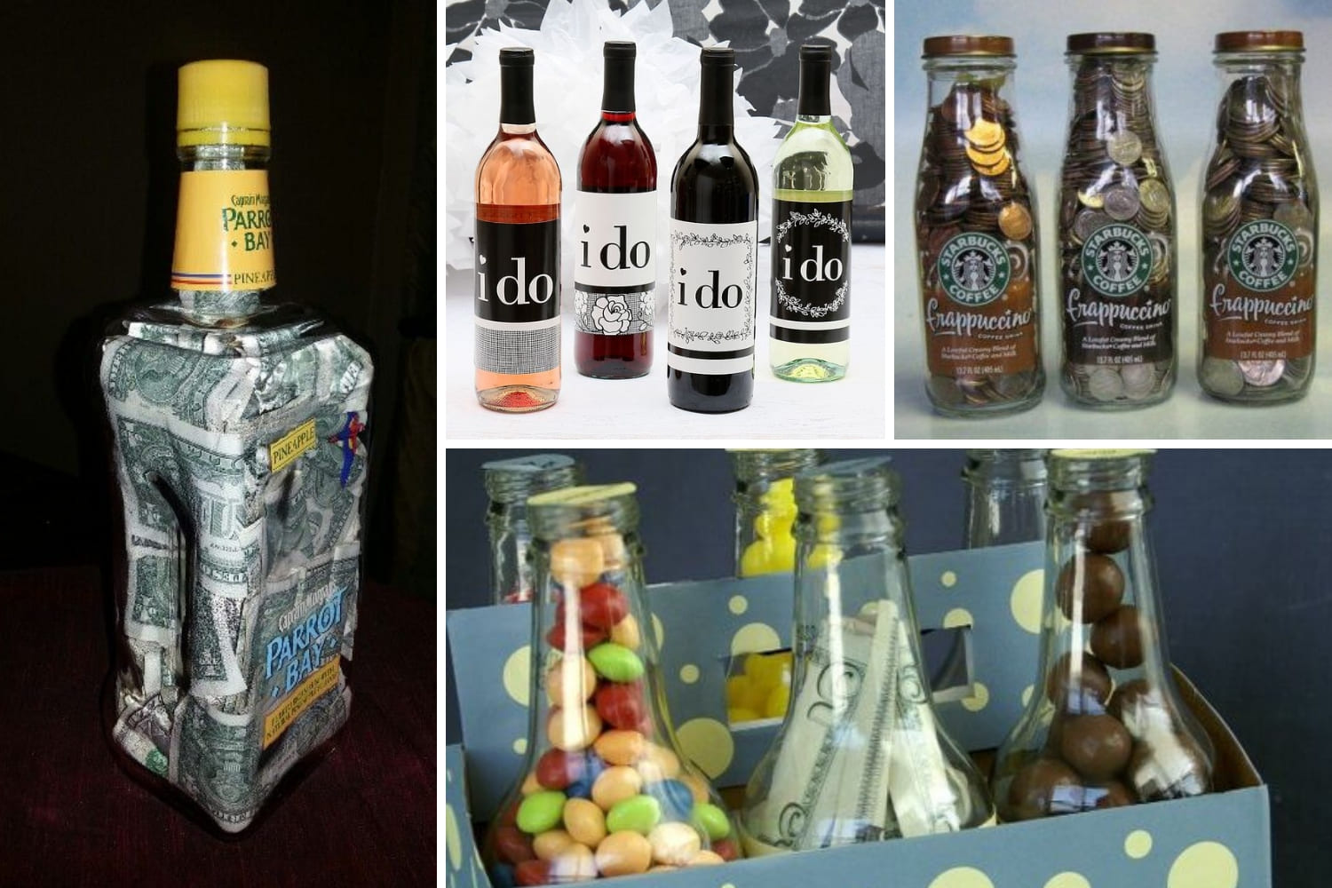 набор бутылок с деньгами